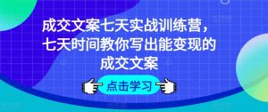 成交文案七天实战训练营,七天时间教你写出能变现的成交文案-水滴知识网