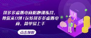 拼多多虚拟电商陪跑训练营,教你从0到1玩转拼多多虚拟电商,简单易上手-水滴知识网