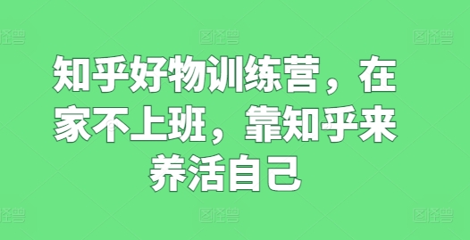 知乎好物训练营,在家不上班,靠知乎来养活自己-水滴知识网