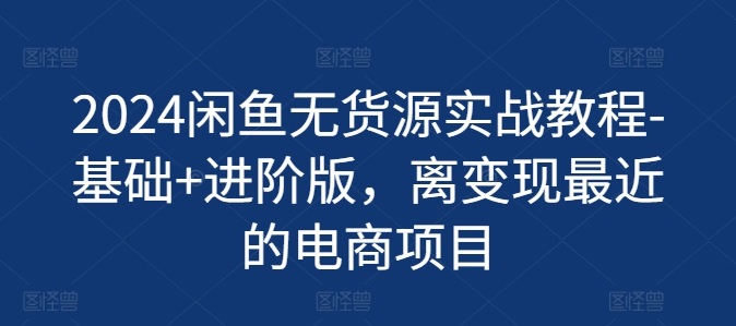 2024闲鱼无货源实战教程-基础+进阶版,离变现最近的电商项目-水滴知识网