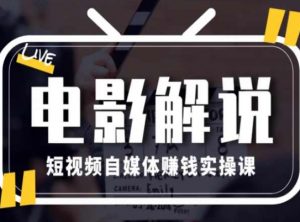 电影解说短视频自媒体赚钱实操课,教你做电影解说短视频,月赚1万-水滴知识网