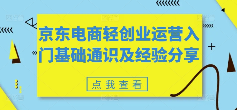 京东电商轻创业运营入门基础通识及经验分享-水滴知识网