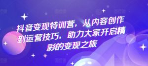 抖音变现特训营,从内容创作到运营技巧,助力大家开启精彩的变现之旅-水滴知识网