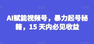 AI赋能视频号，暴力起号秘籍，15 天内必见收益【揭秘】-水滴知识网