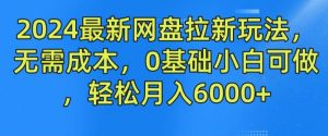 2024最新网盘拉新玩法，无需成本，0基础小白可做，轻松月入6000+【揭秘】-水滴知识网