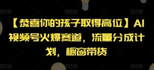 【恭喜你的孩子取得高位】AI视频号火爆赛道，流量分成计划，橱窗带货【揭秘】-水滴知识网