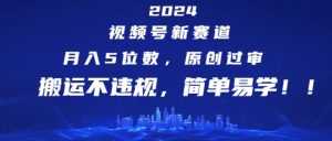 2024视频号新赛道,月入5位数+,原创过审,搬运不违规,简单易学【揭秘】-水滴知识网