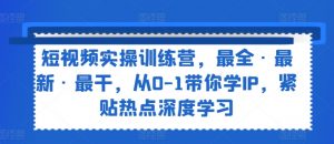短视频实操训练营,最全·最新·最干,从0-1带你学IP,紧贴热点深度学习-水滴知识网