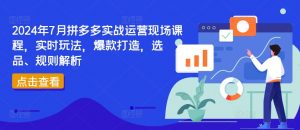2024年7月拼多多实战运营现场课程,实时玩法,爆款打造,选品、规则解析-水滴知识网
