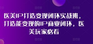 医美IP打造变现闭环实战班，打造能变现的IP商业闭环，医美玩家必看!-水滴知识网