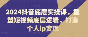 2024抖音底层实操课，​重塑短视频底层逻辑，打造个人ip变现-水滴知识网