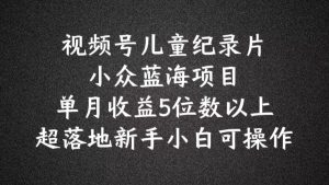 2024蓝海项目视频号儿童纪录片科普，单月收益5位数以上，新手小白可操作【揭秘】-水滴知识网