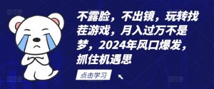 不露脸，不出镜，玩转找茬游戏，月入过万不是梦，2024年风口爆发，抓住机遇【揭秘】-水滴知识网