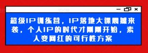 超级IP训练营,IP落地大课震撼来袭,个人IP的时代才刚刚开始,素人变网红的可行性方案-水滴知识网