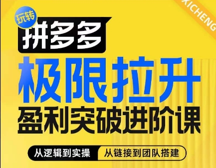 拼多多极限拉升盈利突破进阶课,从算法到玩法,从玩法到团队搭建,体系化系统性帮助商家实现利润提升-水滴知识网