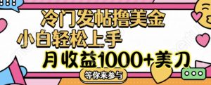 冷门发帖撸美金项目,月收益1000+美金,简单无脑,干就完了【揭秘】-水滴知识网