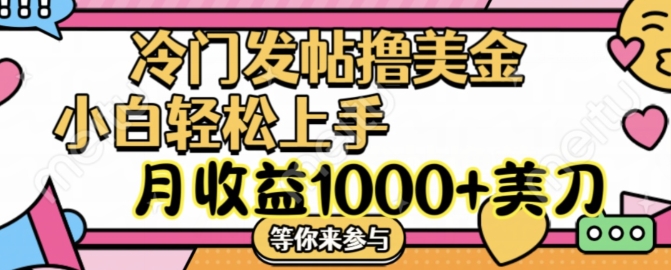 冷门发帖撸美金项目,月收益1000+美金,简单无脑,干就完了【揭秘】-水滴知识网