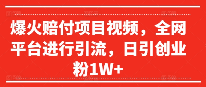 爆火赔付项目视频,全网平台进行引流,日引创业粉1W+【揭秘】-水滴知识网