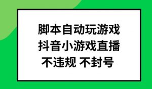脚本自动玩游戏,抖音小游戏直播,不违规不封号可批量做【揭秘】-水滴知识网