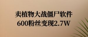 卖植物大战僵尸软件，600粉丝变现2.7W【揭秘】-水滴知识网