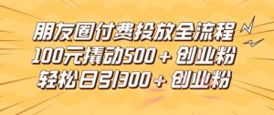朋友圈高效付费投放全流程，100元撬动500+创业粉，日引流300加精准创业粉【揭秘】-水滴知识网