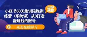 小红书60天集训陪跑训练营(系统课)从0打造能赚钱的账号-水滴知识网