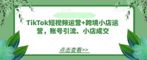 TikTok短视频运营+跨境小店运营,账号引流、小店成交-水滴知识网