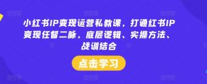 小红书IP变现运营私教课,打通红书IP变现任督二脉,底层逻辑、实操方法、战训结合-水滴知识网
