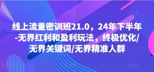 线上流量密训班21.0,24年下半年-无界红利和盈利玩法,终极优化/无界关键词/无界精准人群-水滴知识网