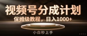 视频号分成计划保姆级教程，日入1K，小白秒上手【揭秘】-水滴知识网