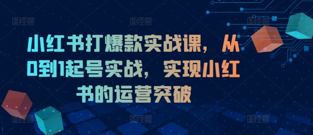 小红书打爆款实战课,从0到1起号实战,实现小红书的运营突破-水滴知识网