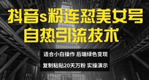 抖音s粉连怼美女号自热引流技术复制粘贴，20天万粉账号，无需实名制，矩阵操作【揭秘】-水滴知识网