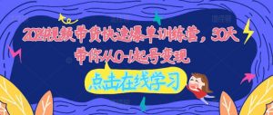 2024视频带货快速爆单训练营,30天带你从0-1起号变现-水滴知识网