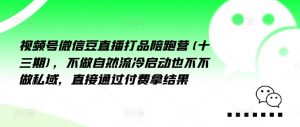 视频号微信豆直播打品陪跑营(十三期),做不自流然冷动启也不不做私域,接直通付过费拿结果-水滴知识网