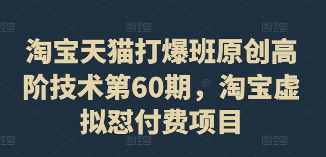淘宝天猫打爆班原创高阶技术第60期,淘宝虚拟怼付费项目-水滴知识网
