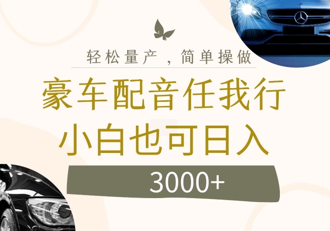 不为人知的暴力小项目,豪车配音,日入几张【揭秘】-水滴知识网