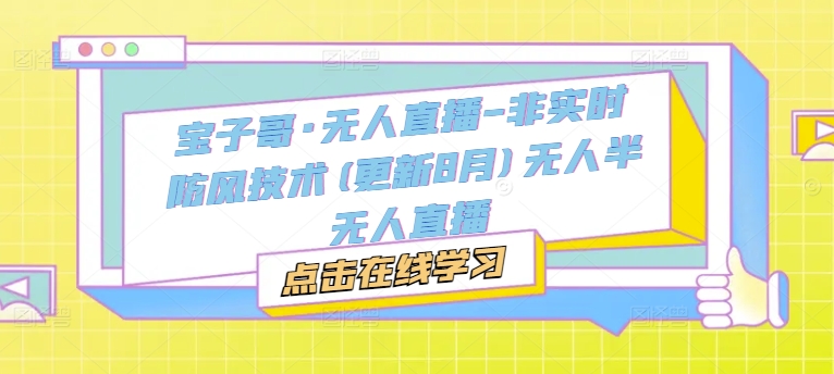 宝子哥·无人直播-非实时防风技术(更新8月)无人半无人直播-水滴知识网