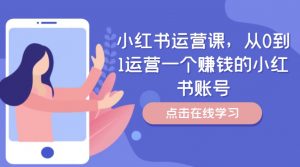 小红书运营课,从0到1运营一个赚钱的小红书账号-水滴知识网
