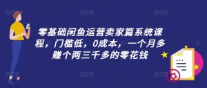 零基础闲鱼运营卖家篇系统课程，门槛低，0成本，一个月多赚个两三千多的零花钱-水滴知识网