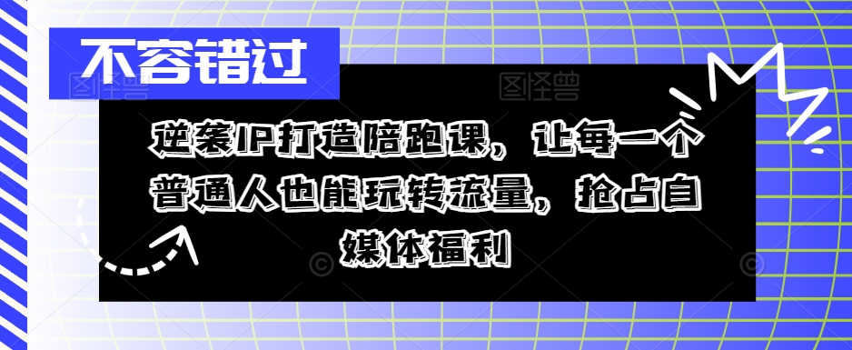 逆袭IP打造陪跑课,让每一个普通人也能玩转流量,抢占自媒体福利-水滴知识网