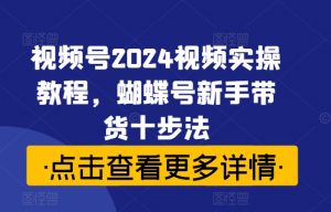 视频号2024视频实操教程,蝴蝶号新手带货十步法-水滴知识网