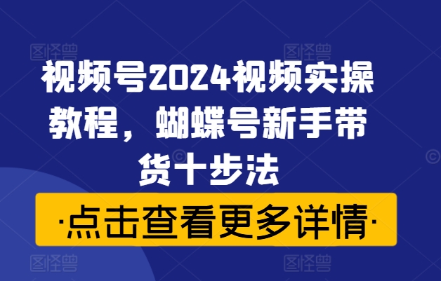 视频号2024视频实操教程,蝴蝶号新手带货十步法-水滴知识网