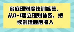 家庭理财魔法训练营,从0-1建立理财体系,持续创造睡后收入-水滴知识网