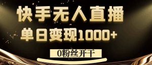 0粉丝开干，快手无人直播，单日变现1k+【揭秘】-水滴知识网