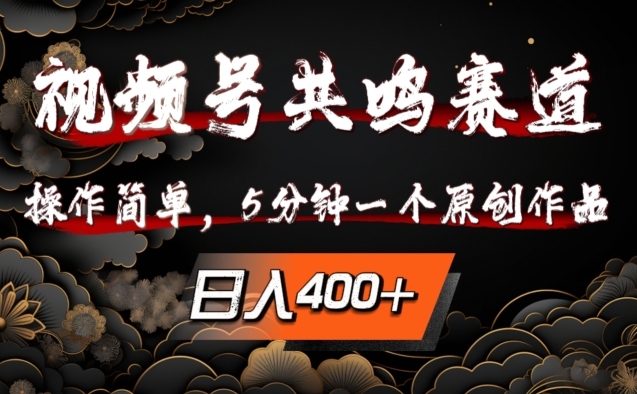 视频号共鸣赛道,操作简单,5分钟1个原创作品,日入几张【揭秘】-水滴知识网