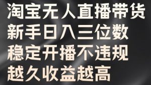 淘宝无人直播带货，新手日入三位数，稳定开播不违规，越久收益越高【揭秘】-水滴知识网