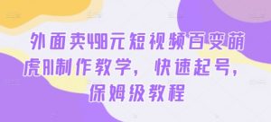 外面卖498元短视频百变萌虎AI制作教学，快速起号，保姆级教程-水滴知识网