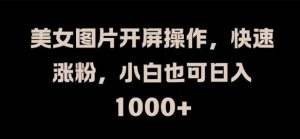 美女图片开屏操作,快速涨粉,小白也可日入1k【揭秘】-水滴知识网