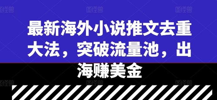 最新海外小说推文去重大法,突破流量池,出海赚美金-水滴知识网