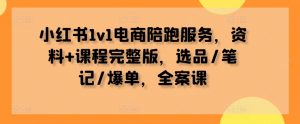 小红书1v1电商陪跑服务,资料+课程完整版,选品/笔记/爆单,全案课-水滴知识网